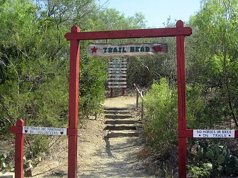 trailhead: the beginning of a trail, often specifically a hiking trail