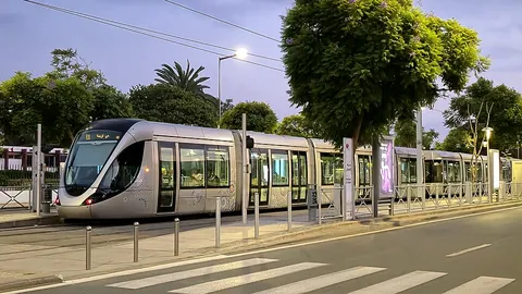 tramway: the track on which a tram (streetcar) runs