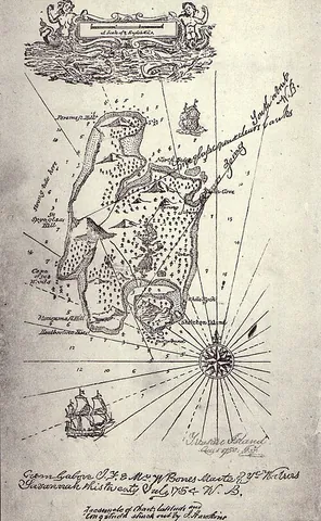 treasure map: a map indicating the location of buried treasure