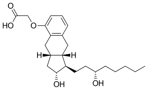 treprostinil: an analog of the biological compound prostacyclin, used in the treatment of hypertension