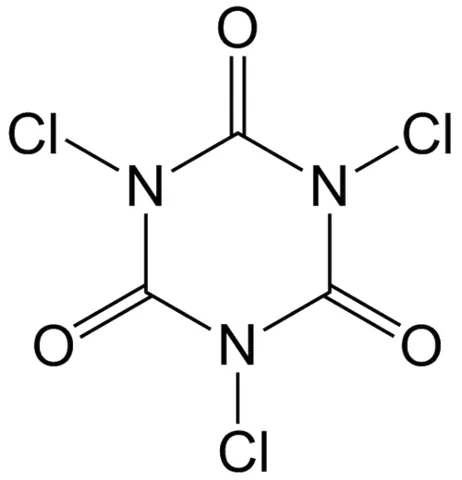 trichloroisocyanuric acid: a white crystalline powder with a chlorine-like odor, used as a disinfectant and a reagent in...