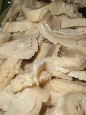 tripe: the lining of the large stomach of ruminating animals, when prepared for food
