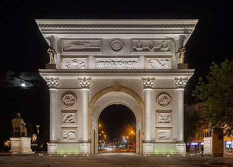 triumphal arch: a monumental arch that commemorates a victory