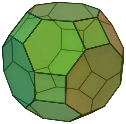 truncated cuboctahedron: an Archimedean solid that is isogonal and has twenty-six regular faces (twelve square, eight...