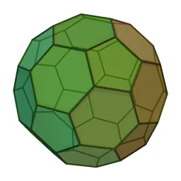 truncated icosahedron: a polyhedron that has thirty-two faces (12 regular pentagons and 20 regular hexagons) and 60...