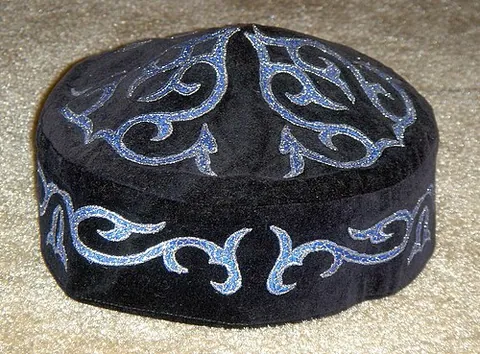 tubeteika: a cap worn in Central Asia, typically by Turkic peoples