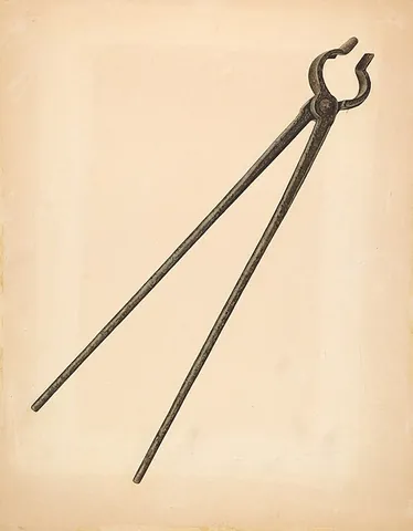 tue-irons: a pair of blacksmiths' tongs