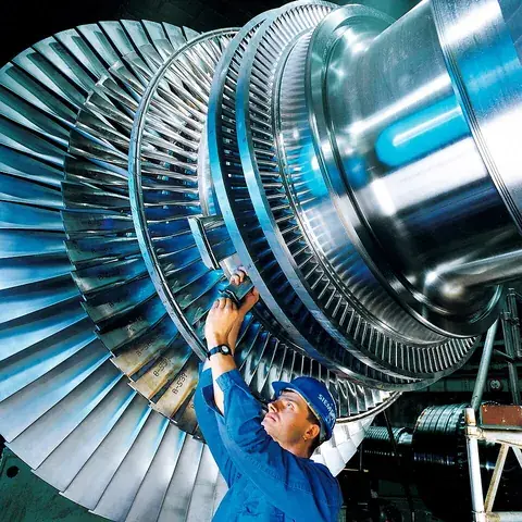 turbine: any of various rotary machines that use the kinetic energy of a continuous stream of fluid (a...