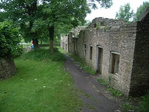 tyneham: a ghost village in Steeple with Tyneham parish, Dorset, England, within a military firing range...