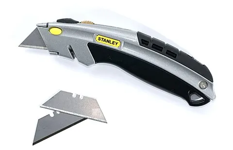 utility knife: a cutting tool that has a thin interchangeable blade that (often) retracts or folds into the handle