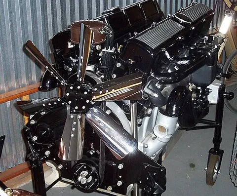 v16: an internal combustion engine with sixteen cylinders in two banks of eight in a V-shaped formation