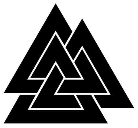 valknut: a symbol consisting of three interlocked triangles, used by ancient Germanic peoples, but of...