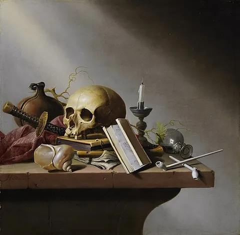 vanitas: a type of still life painting, symbolic of mortality, characteristic of Dutch painting of the 16th...