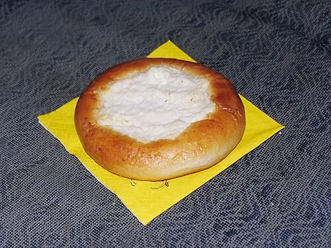 vatrushka: a sort of small, round pastry filled with cottage cheese, popular in Eastern Europe