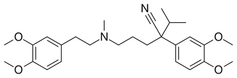 verapamil: a synthetic compound which acts as a calcium antagonist and is used to treat angina pectoris and...