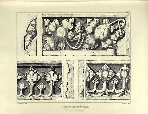 vignette: a running ornament consisting of leaves and tendrils, used in Gothic architecture
