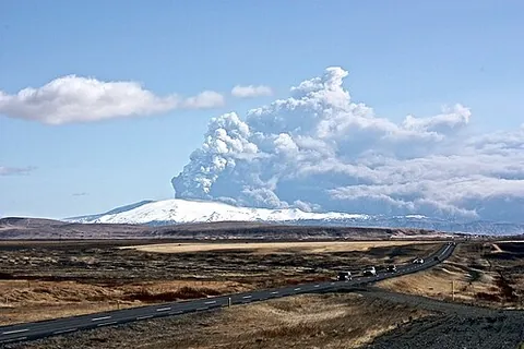 vog: air pollution caused by substances (such as sulphur dioxide) emitted by a volcano