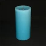 votive candle: a thick cylindrical pillar-shaped candle often encased in a glass casing
