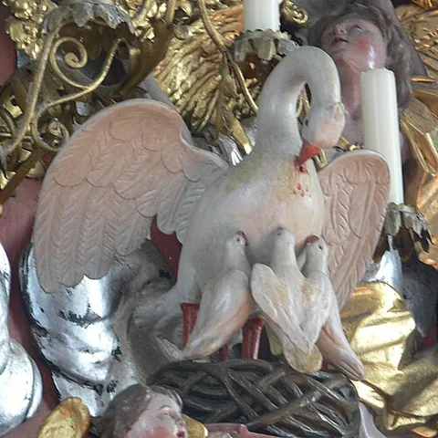 vuln: of a pelican, to wound (oneself) by biting at the breast