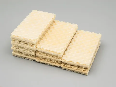 wafer: a light, thin, flat biscuit/cookie