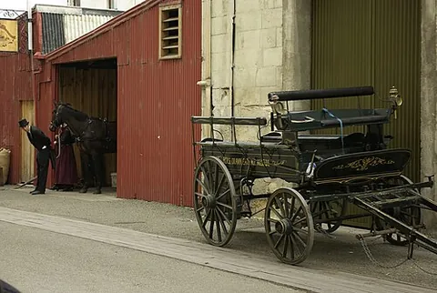 wagonette: a kind of four-wheeled horse-drawn carriage, normally uncovered