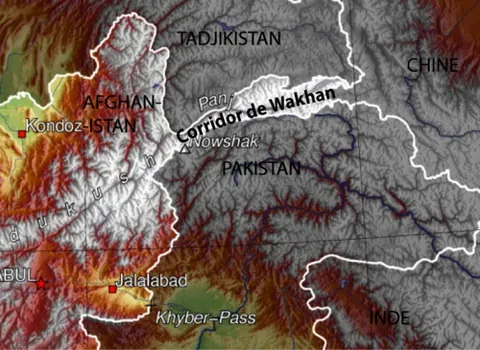 wakhan corridor: an area in northeastern Afghanistan that forms a land link between Afghanistan and China