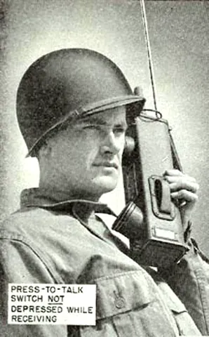 walkie-talkie: a portable, bidirectional radio transceiver, usually one of a pair