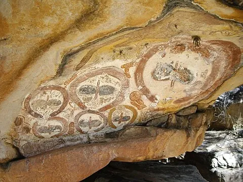wandjina: a type of rain spirit in Aboriginal cultures, often depicted in rock art