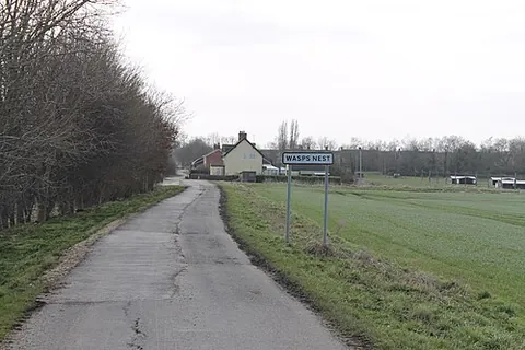 wasps nest: a hamlet in Nocton parish, North Kesteven district, Lincolnshire, England (OS grid ref TF0864)