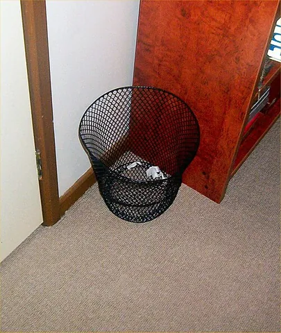 wastebasket: a usually small indoor receptacle for items that are to be discarded; a rubbish bin