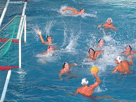 water polo: a water sport consisting of two teams of swimmers who have to throw the ball into the opponent's...