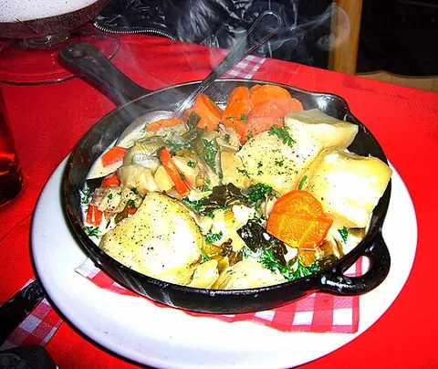 waterzooi: a type of Flemish stew, traditionally made with fish