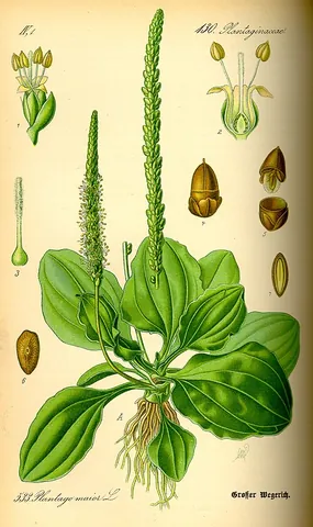 waybread: the Eurasian plantain (Plantago major)