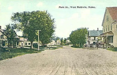 west baldwin: a village in the town of Baldwin, Cumberland County, Maine, United States