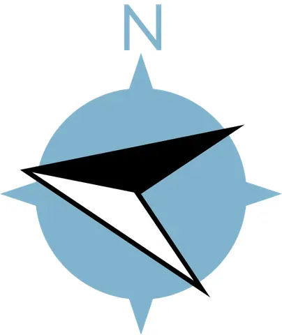 west by north: the compass point halfway between west and west-northwest, specifically 281.25°, abbreviated as WbN