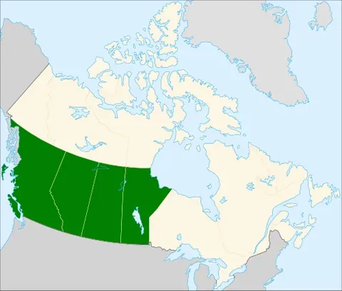 western canada: a geographic region of Canada consisting of the four Western provinces of Canada