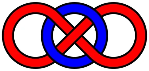 whitehead link: one of the most basic interlinkages of two loops; a link with one ring passing through the two...