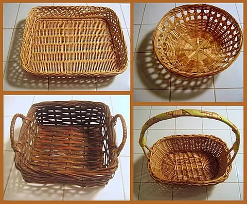 wickerwork: a thing or things made of wicker