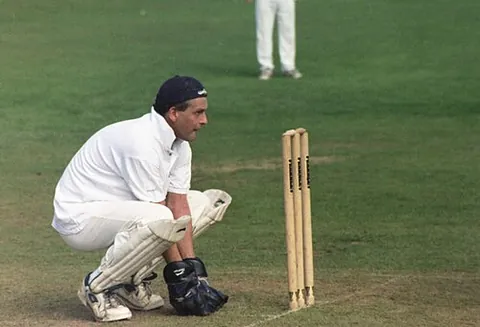 wicketkeeper: a player who stands behind the batsman’s wicket ready to catch the ball, or to stump the batsman