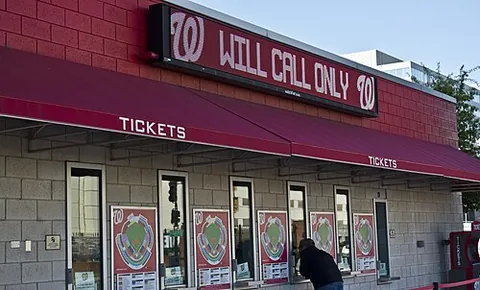 will call: a ticket booth or window for collecting pre-ordered tickets