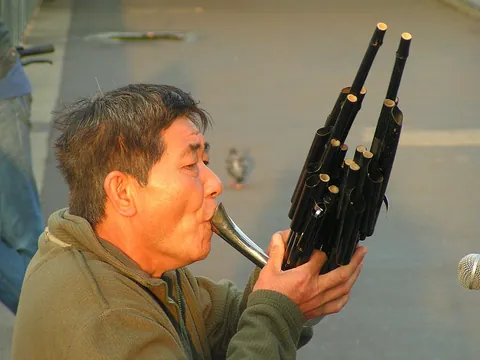 wind instrument: any musical instrument that produces sound when air flows through it
