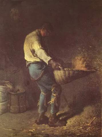 winnowing fan: a specially shaped winnowing basket, in which grain is shaken in the process of winnowing, with the...