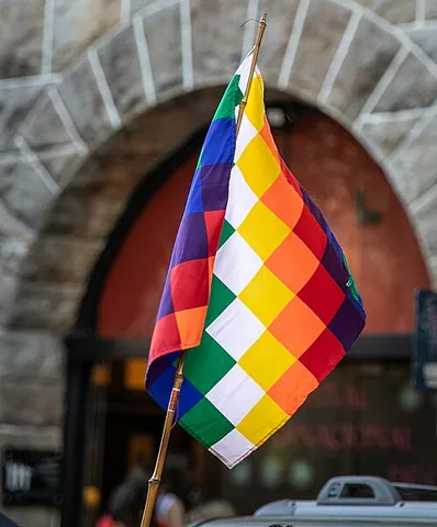 wiphala: a square emblem, commonly used as a flag, representing the native peoples of the central Andes of...