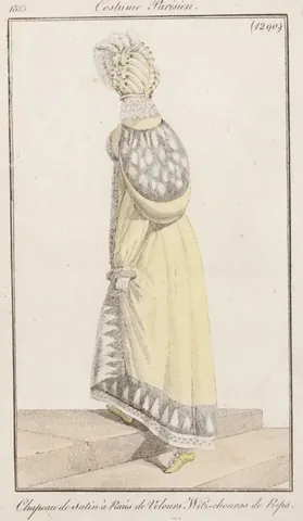 witzchoura: a woman's fur-lined cloak, mantle, or pelisse with large sleeves, worn during the early 19th century