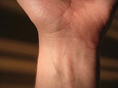 wrist: the complex joint between forearm bones, carpus, and metacarpals where the hand is attached to the...