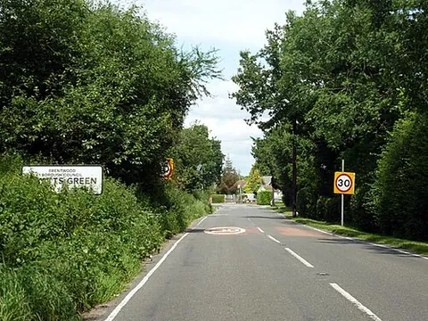 wyatts green: a settlement in Blackmore, Hook End and Wyatts Green parish, Brentwood district, Essex, England (OS...