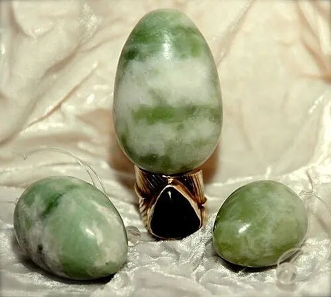 yoni egg: an oviform object, made from jade or other precious stone, which is inserted into the vagina to...