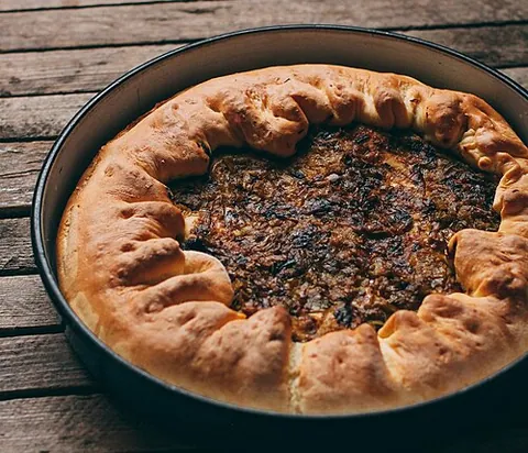 zelnik: a traditional pastry eaten in Bulgaria and North Macedonia, composed of layers of thinly-rolled...
