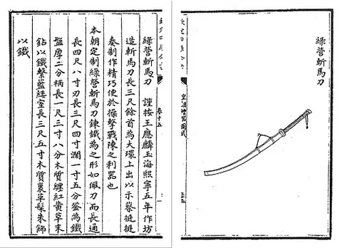 zhanmadao: an ancient Chinese curved single-edged anti-cavalry sabre-type sword, with a 1-2 foot handle and...