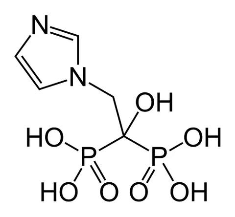 zoledronic acid: a bisphosphonate drug, (1-hydroxy-2-imidazol-1-yl-1-phosphono-ethyl)phosphonic acid, marketed under...
